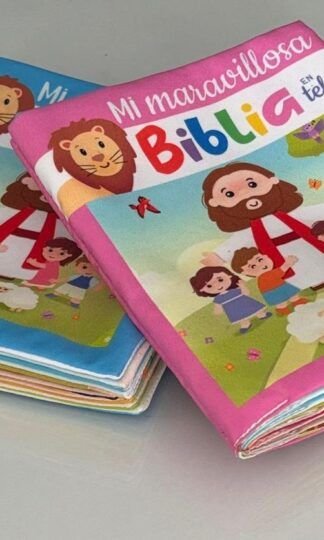 Biblia en tela para bebe rosa y azul, didactica