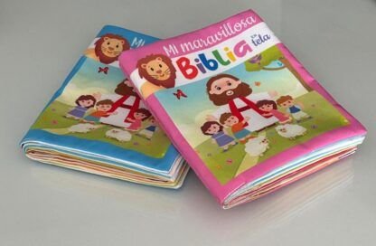 Biblia en tela para bebe rosa y azul, didactica