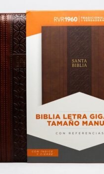 Biblia Tamaño Manual Letra Gigante con Índice y Cierre – Marrón Símil Piel