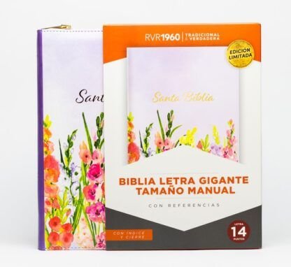 Biblia Tamaño Manual Letra Gigante con Índice y Cierre – Lavanda Símil Piel