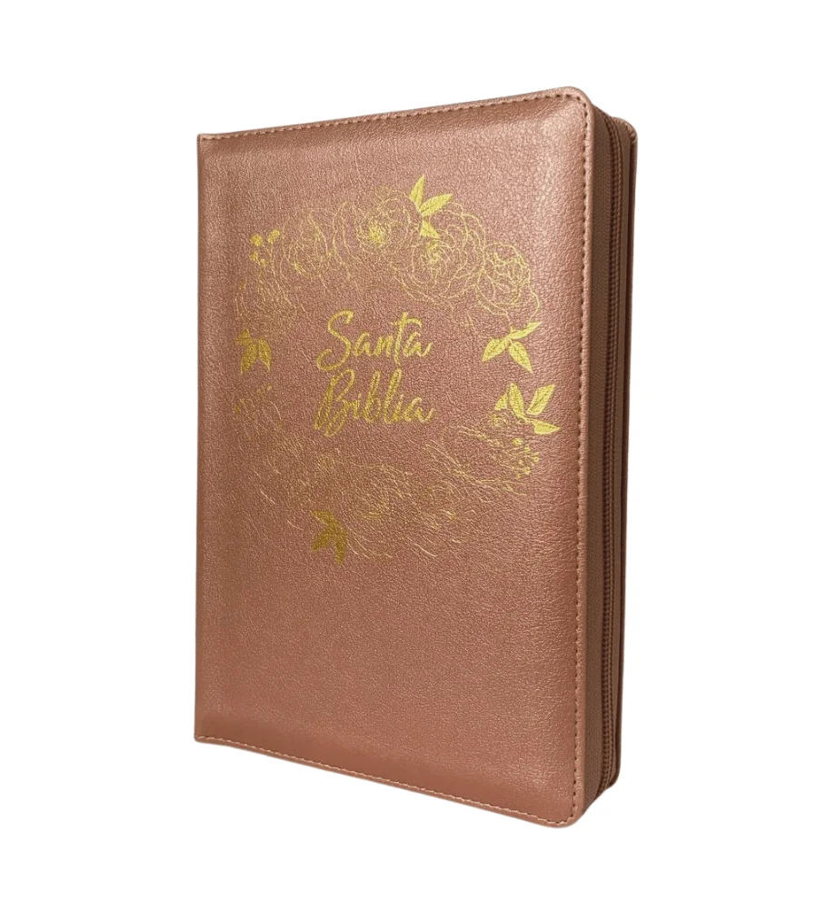 Biblia Tamaño Manual Letra Gigante con Índice y Cierre – Rosa Perla Símil Piel - Imagen 2