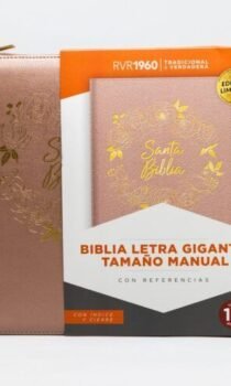 Biblia Tamaño Manual Letra Gigante con Índice y Cierre – Rosa Perla Símil Piel