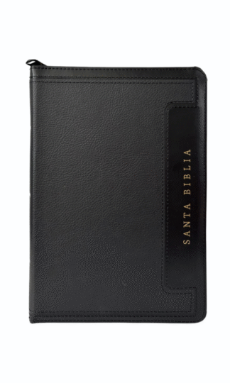 Biblia Tamaño Manual Letra Grande con Índice y Cierre – Negro Símil Piel