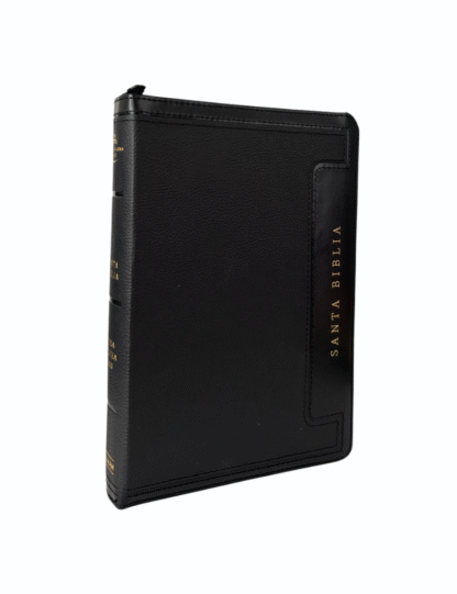Biblia Tamaño Manual Letra Grande con Índice y Cierre – Negro Símil Piel - Imagen 3