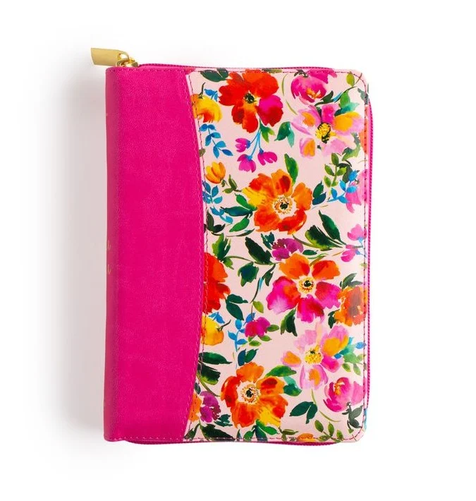 Biblia Letra Grande con Índice y Cierre – Fucsia Floral – RVR1960